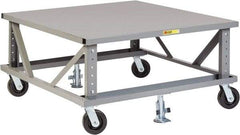 Little Giant - 3,600 Lb Capacity Steel Adjustable Height Pallet Stand - Steel Deck, 48" OAW, 48" Platform Length, Phenolic Casters - Benchmark Tooling