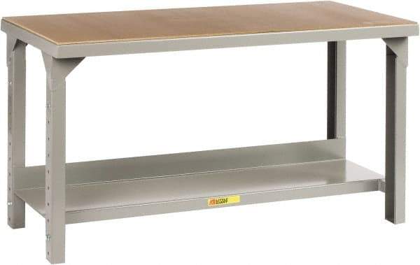 Little Giant - 72 Wide x 30" Deep x 27" High, Steel Heavy-Duty Workbench - Adjustable Height Legs, Gray - Benchmark Tooling