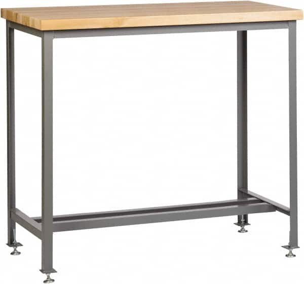 Little Giant - 48 Wide x 30" Deep x 42" High, Butcher Block Standing Height Butcher Block Table - Fixed Legs With Adjustable Height Glides, Gray - Benchmark Tooling