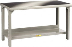 Little Giant - 60 Wide x 30" Deep x 27" High, Stainless Steel Heavy-Duty Workbench with Stainless Steel Top - Adjustable Height Legs, Gray - Benchmark Tooling