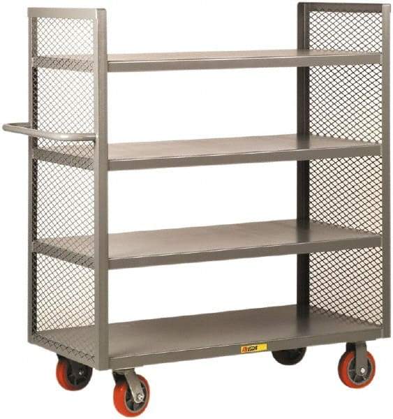 Little Giant - 3,600 Lb Capacity, 4 Shelf, 2-Sided Steel Truck - 65-1/2" Long x 24" Wide x 57" High, Polyurethane Wheels - Benchmark Tooling