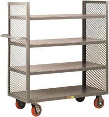 Little Giant - 3,600 Lb Capacity, 4 Shelf, 2-Sided Steel Truck - 65-1/2" Long x 30" Wide x 57" High, Polyurethane Wheels - Benchmark Tooling