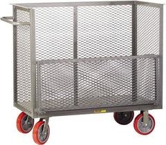 Little Giant - 3,600 Lb Capacity, 3-Sided Steel Bulk Truck with Removable Drop Gate - 65-1/2" Long x 30" Wide x 47" High, Polyurethane Wheels - Benchmark Tooling