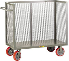 Little Giant - 3,600 Lb Capacity, 3-Sided Steel Bulk Truck - 65-1/2" Long x 24" Wide x 47" High, Polyurethane Wheels - Benchmark Tooling
