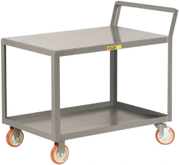 Little Giant - 1,200 Lb Capacity, 24" Wide x 52" Long x 38-3/4" High Shelf Cart - 2 Shelf, Steel, 2 Rigid/2 Swivel Casters - Benchmark Tooling