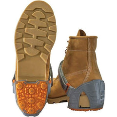 Winter Walking - Size 16+, Strap-On Cleat - Tungsten Carbide Stud Traction, Orange & Gray - Benchmark Tooling