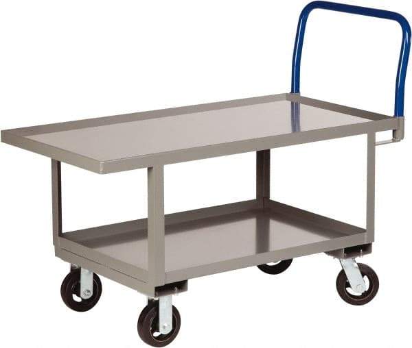 Little Giant - 2,000 Lb Capacity Steel Raised Deck Platform Truck - Steel Deck, 30" OAW, 48" Platform Length x 26" Platform Height, Mold On Rubber Casters - Benchmark Tooling