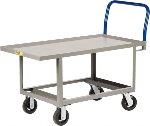 Little Giant - 2,000 Lb Capacity Steel Raised Deck Platform Truck - Steel Deck, 24" OAW, 48" Platform Length x 26" Platform Height, Mold On Rubber Casters - Benchmark Tooling