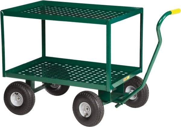 Little Giant - 1,200 Lb Capacity Steel 2-Tier Wagon - Steel Deck, 24" OAW, 48" Platform Length x 39" Platform Height, Pneumatic Casters - Benchmark Tooling