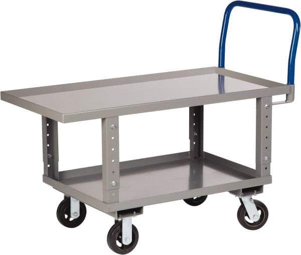 Little Giant - 2,000 Lb Capacity Steel Raised Deck Platform Truck - Steel Deck, 24" OAW, 48" Platform Length x 35-1/2" Platform Height, Mold On Rubber Casters - Benchmark Tooling