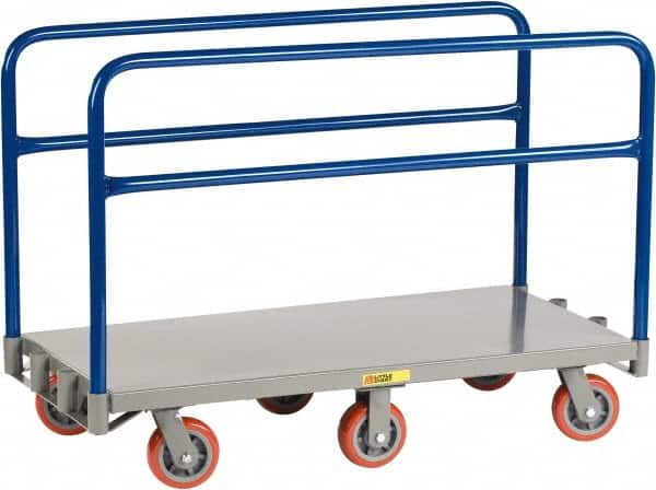 Little Giant - 3,600 Lb Capacity Steel 6-Wheeled Platform Truck - Steel Deck, 36" OAW, 72" Platform Length x 9" Platform Height, Polyurethane Casters - Benchmark Tooling