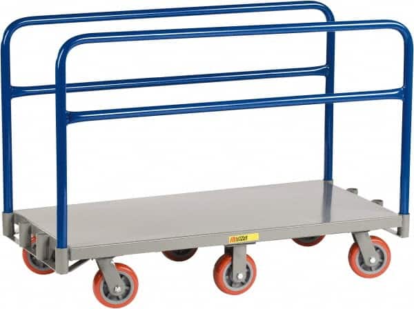 Little Giant - 3,600 Lb Capacity Steel 6-Wheeled Platform Truck - Steel Deck, 30" OAW, 60" Platform Length x 9" Platform Height, Polyurethane Casters - Benchmark Tooling