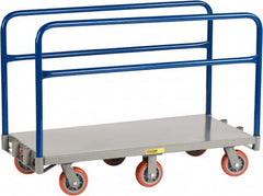 Little Giant - 3,600 Lb Capacity Steel 6-Wheeled Platform Truck - Steel Deck, 30" OAW, 60" Platform Length x 9" Platform Height, Polyurethane Casters - Benchmark Tooling