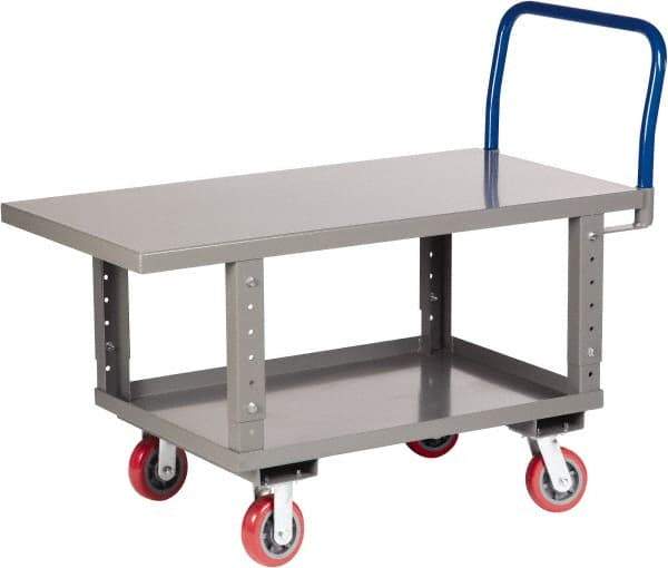 Little Giant - 2,000 Lb Capacity Steel Raised Deck Platform Truck - Steel Deck, 24" OAW, 48" Platform Length x 35-1/2" Platform Height, Polyurethane Casters - Benchmark Tooling