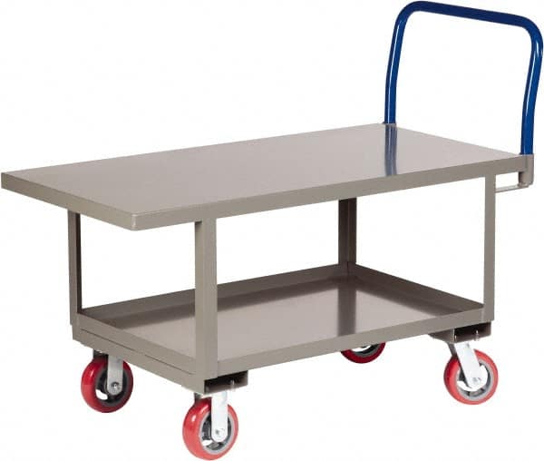 Little Giant - 2,000 Lb Capacity Steel Raised Deck Platform Truck - Steel Deck, 30" OAW, 48" Platform Length x 26" Platform Height, Polyurethane Casters - Benchmark Tooling