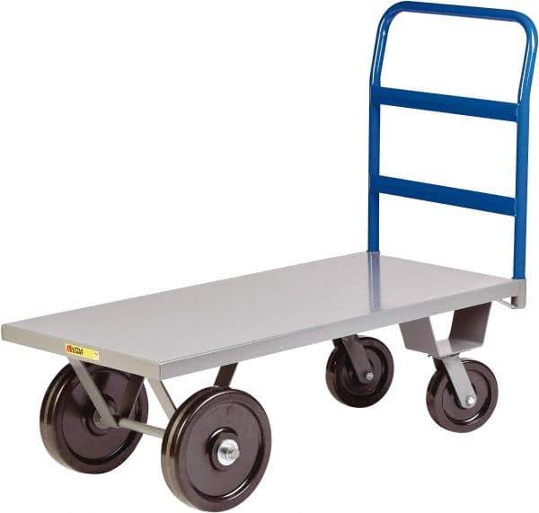 Little Giant - 5,000 Lb Capacity Steel Heavy Duty Platform Truck - Steel Deck, 36" OAW, 72" Platform Length x 16-1/2" Platform Height, Phenolic Casters - Benchmark Tooling