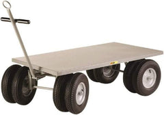 Little Giant - 3,000 Lb Capacity Steel 8 Wheeler Wagon Truck - Steel Deck, 30" OAW, 60" Platform Length x 18-1/4" Platform Height, Pneumatic Casters - Benchmark Tooling