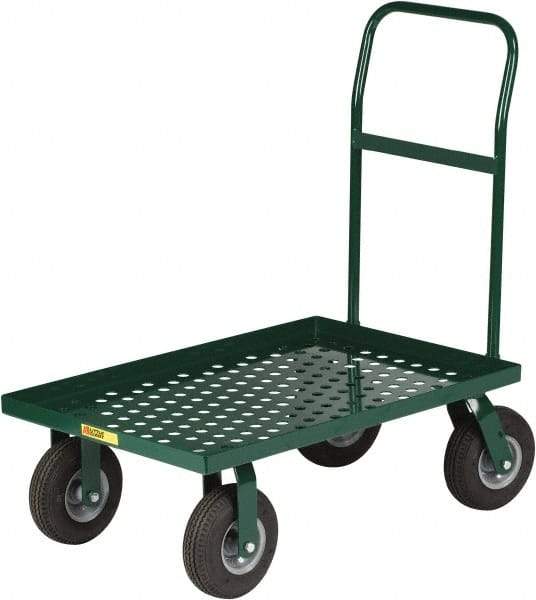 Little Giant - 1,000 Lb Capacity Steel Perforated Deck Platform Truck - Steel Deck, 24" OAW, 48" Platform Length x 11" Platform Height, Pneumatic Casters - Benchmark Tooling
