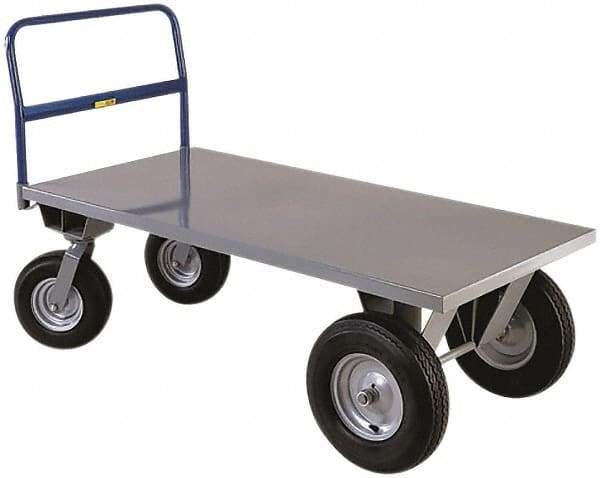 Little Giant - 2,500 Lb Capacity Steel High Deck Platform Truck - Steel Deck, 30" OAW, 72" Platform Length x 21" Platform Height, Pneumatic Casters - Benchmark Tooling