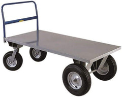 Little Giant - 2,500 Lb Capacity Steel High Deck Platform Truck - Steel Deck, 30" OAW, 72" Platform Length x 21" Platform Height, Pneumatic Casters - Benchmark Tooling