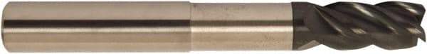 Accupro - 3/8", 4 Flute, Single End, Solid Carbide, 0.02" Corner Radius End Mill - 4" OAL, 38° Helix, Right Hand Flute, 1/2" LOC, Right Hand Cut, 1-1/8" Extended Reach - Benchmark Tooling