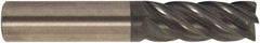 Accupro - 3/8", 1-1/2" LOC, 3/8" Shank Diam, 3" OAL, 5 Flute, Solid Carbide Square End Mill - Single End, AlTiCrN Finish, Spiral Flute, 38° Helix, Centercutting, Right Hand Cut, Right Hand Flute, Series HS - Benchmark Tooling