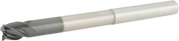 Accupro - 1/2", 4 Flute, Single End, Solid Carbide, 0.03" Corner Radius End Mill - 6" OAL, 38° Helix, Right Hand Flute, 5/8" LOC, Right Hand Cut, 3-3/8" Extended Reach - Benchmark Tooling