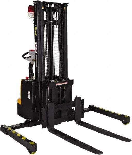 Vestil - 1,500 Lb Capacity, 118" Lift Height, Battery Powered Stacker - 2-1/2" Lowered Height, 36-1/4" Fork Length, 48" Overall Width - Benchmark Tooling