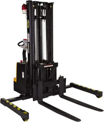 Vestil - 1,500 Lb Capacity, 118" Lift Height, Battery Powered Stacker - 2-1/2" Lowered Height, 36-1/4" Fork Length, 48" Overall Width - Benchmark Tooling