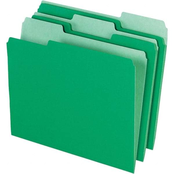 Pendaflex - 14-5/8 x 9-3/16", Letter Size, Bright Green, File Folders with Top Tab - 11 Point Stock, Assorted Tab Cut Location - Benchmark Tooling