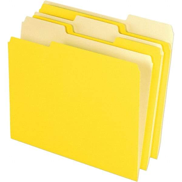 Pendaflex - 11-5/8 x 9-3/16", Letter Size, Yellow, File Folders with Top Tab - 11 Point Stock, Assorted Tab Cut Location - Benchmark Tooling