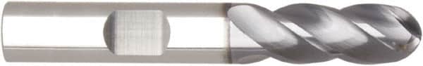 Niagara Cutter - 3/8" Diam, 3/4" LOC, 4 Flute Solid Carbide Ball End Mill - AlTiN Finish, Single End, 2-1/2" OAL, 3/8" Shank Diam, Spiral Flute - Benchmark Tooling