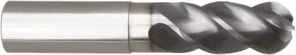 Niagara Cutter - 3/8" Diam, 3/4" LOC, 4 Flute Solid Carbide Ball End Mill - AlTiN Finish, Single End, 3" OAL, 3/8" Shank Diam, Spiral Flute - Benchmark Tooling