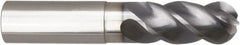 Niagara Cutter - 3/8" Diam, 3/4" LOC, 4 Flute Solid Carbide Ball End Mill - AlTiN Finish, Single End, 3" OAL, 3/8" Shank Diam, Spiral Flute - Benchmark Tooling