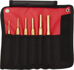 Mayhew - 12 Piece, 1/16 to 1/2", Pin Punch Set - Round Shank, Brass, Comes in Kit Bag - Benchmark Tooling