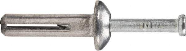 Powers Fasteners - 1/4" Diam, 1/4" Drill, 3" OAL, 1-3/4" Min Embedment Hammer Drive Concrete Anchor - 1018 Steel, Zinc-Plated Finish, Flat Head, Hammer Drive - Benchmark Tooling