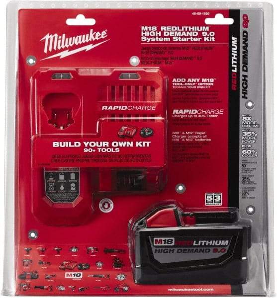 Milwaukee Tool - 18 Volt Lithium-Ion Power Tool Battery - 9 Ahr Capacity, Series M18 XC RED - Benchmark Tooling