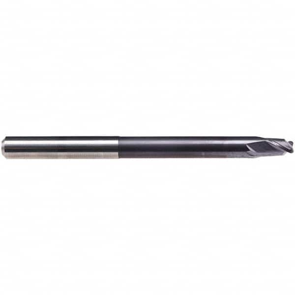 Emuge - 1/4" Diam, 1/4" LOC, 2 Flute Solid Carbide Roughing & Finishing End Mill - TiAlN Finish, 3-1/2" OAL, 1/4" Shank Diam, Cylindrical Shank, 30° Helix, Extra Long Length - Benchmark Tooling