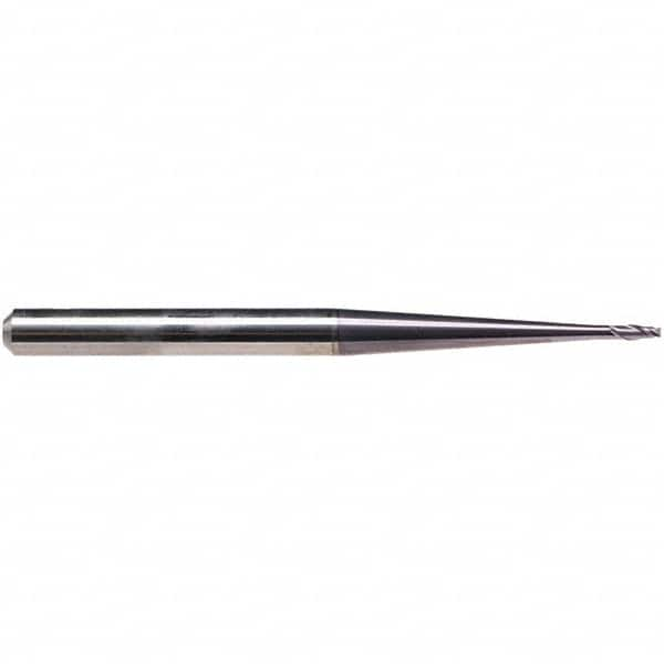 Emuge - 3mm Diam, 3.5mm LOC, 2 Flute Solid Carbide Roughing & Finishing End Mill - TiAlN Finish, 80mm OAL, 6mm Shank Diam, Cylindrical Shank, 30° Helix, Extra Long Length - Benchmark Tooling