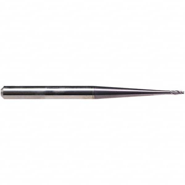 Emuge - 1.5mm Diam, 2.5mm LOC, 2 Flute Solid Carbide Roughing & Finishing End Mill - TiAlN Finish, 80mm OAL, 6mm Shank Diam, Cylindrical Shank, 30° Helix, Extra Long Length - Benchmark Tooling