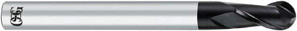 OSG - 8mm Diam, 14mm LOC, 2 Flute Solid Carbide Ball End Mill - WXL Finish, Single End, 160mm OAL, 8mm Shank Diam - Benchmark Tooling