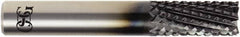 OSG - 1/2" Diam, 2" LOC, Burr End, Solid Carbide Diamond Pattern Router Bit - Right Hand Cut, 4" OAL, 1/2" Shank Diam, Use on Carbon Fiber, Honeycomb Core, Carbon - Benchmark Tooling