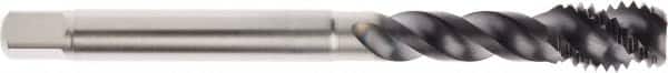 Seco - M12x1.75 Metric 3 Flute 6HX Modified Bottoming Spiral Flute Tap - Powdered Metal, AlTiN Finish, 110mm OAL, Right Hand Flute, Right Hand Thread, H6 - Benchmark Tooling