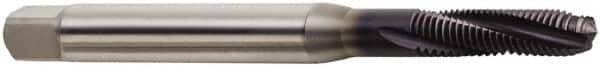 Seco - M5x0.80 Metric 3 Flute 6H Modified Bottoming Spiral Flute Tap - Powdered Metal, TiAlN Finish, 80mm OAL, Right Hand Flute, Right Hand Thread, H6 - Exact Industrial Supply
