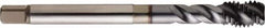 Seco - M18x2.50 Metric 4 Flute 6H Modified Bottoming Spiral Flute Tap - Cobalt, TiCN Finish, 4.9213" OAL, Right Hand Flute, Right Hand Thread, H6 - Exact Industrial Supply