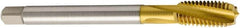 Seco - M18x2.50 Metric 3 Flute 6H Modified Bottoming Spiral Flute Tap - Cobalt, TiN Finish, 125mm OAL, Right Hand Flute, Right Hand Thread, H6 - Benchmark Tooling