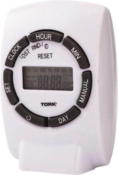 TORK nsi - 7 Day Indoor Digital Electrical Timer - 20 On/Off, 125 VAC, 1,875 Watts, 20 Modes - Benchmark Tooling