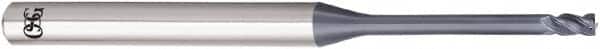 OSG - 2.5mm, 3.7mm LOC, 4mm Shank Diam, 55mm OAL, 4 Flute, Solid Carbide Square End Mill - Single End, WXL Finish, 35° Helix, Centercutting, Right Hand Cut, Right Hand Flute - Benchmark Tooling