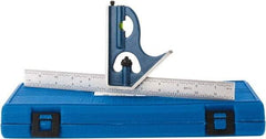 SPI - 2 Piece, 12" Combination Square Set - 1/16, 1/32, 1/64 & 1/8" (4R) Graduation, Hardened Steel Blade, Cast Iron Square Head - Benchmark Tooling