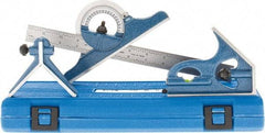 SPI - 4 Piece, 12" Combination Square Set - 1/100, 1/32, 1/50 & 1/64" (16R) Graduation, Hardened Steel Blade, Hardened Steel Center, Protractor & Square Head - Benchmark Tooling